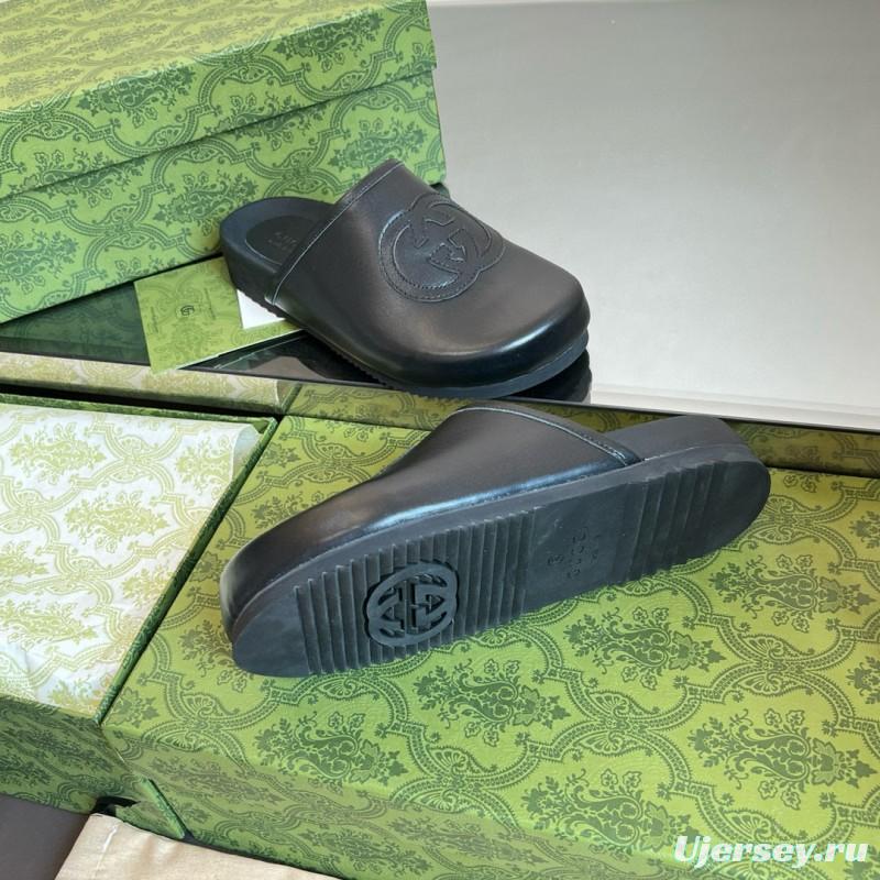 2024 Slippers Gucci Black Leather Slippers