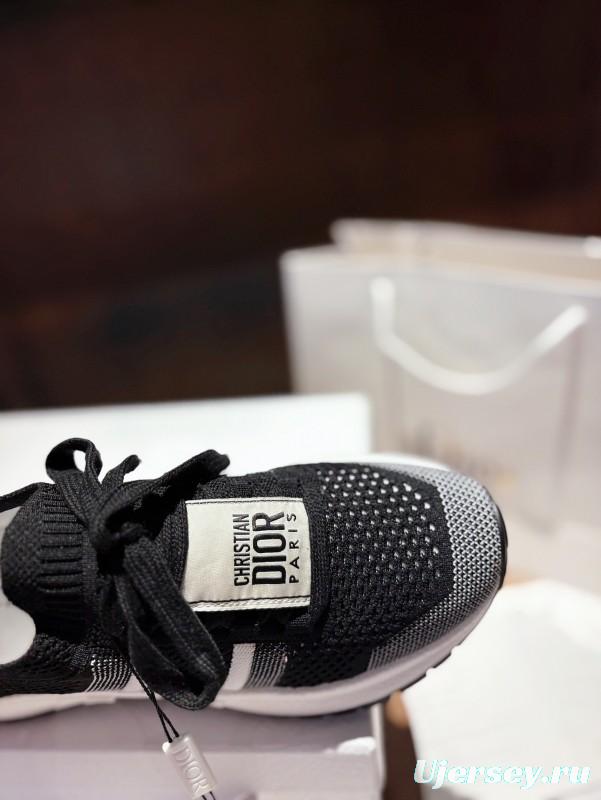 2025 Unisex Dior Black Grey Flyknit Sneakers LY00260