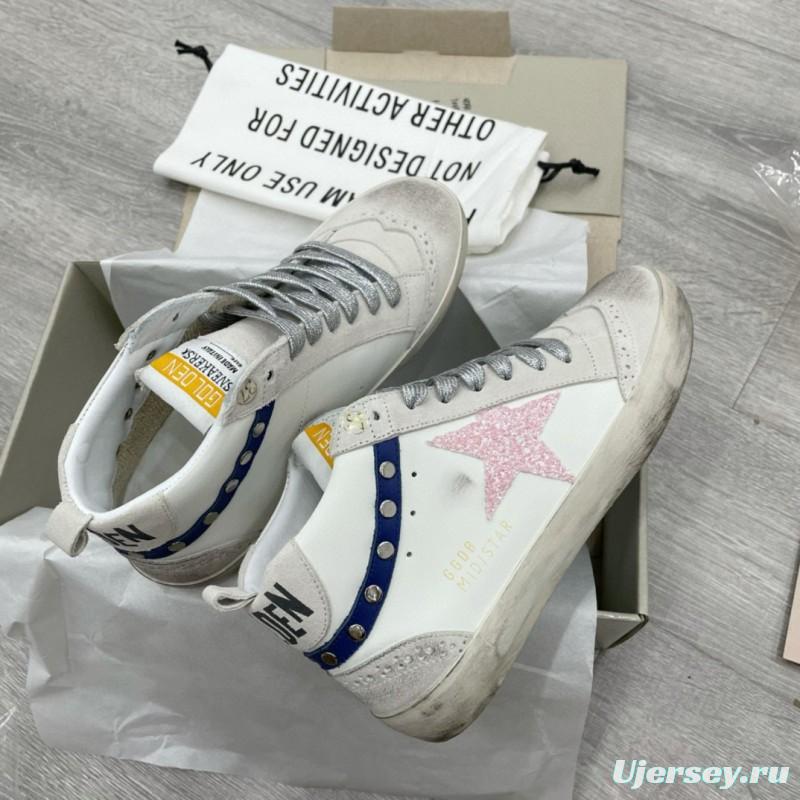 2024 Unisex GGDB White Pink Blue Leather Suede High Top Sneakers MJ00300