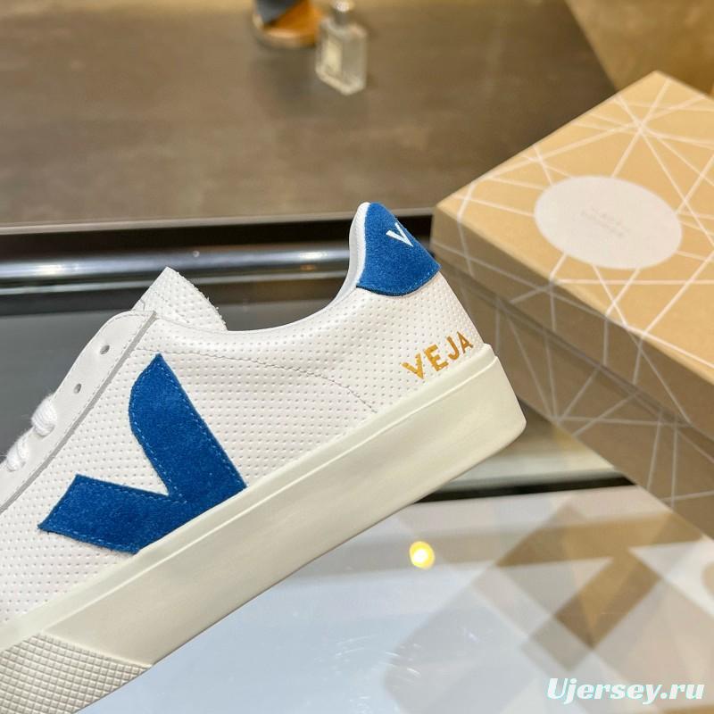2025 Unisex VEJA White Blue Leather Canvas Sneakers MJ00240