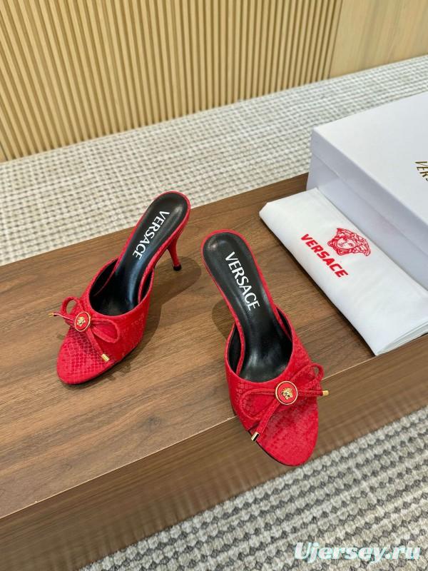 2025 Women VERSACE Red Leather Heels LY00250