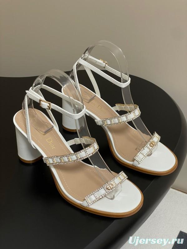 Dior D-lssime Heeled Sandals with Crystal Embellishments and Cross Straps - 2025SS