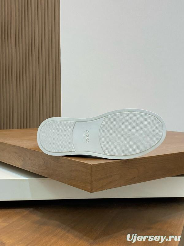 2024 Unisex Ermenegildo Zegna Beige Leather Fabric Sneaker MJ00280