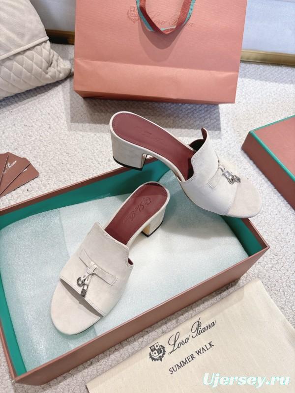 2025 Women Le Parmentier White Suede Heeled Shoes LY00360