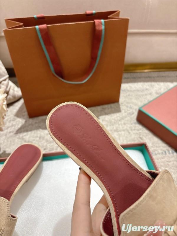 2025 Women LP Beige Suede Slippers