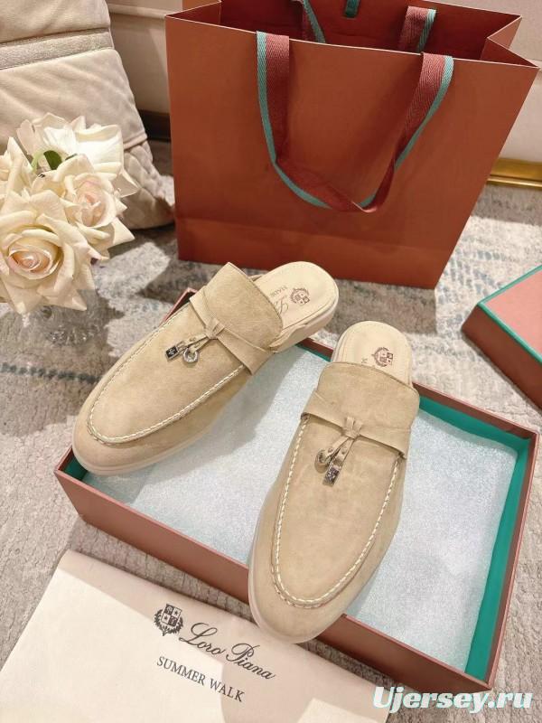 2025 Slippers Loro Piana Beige Suede Slippers