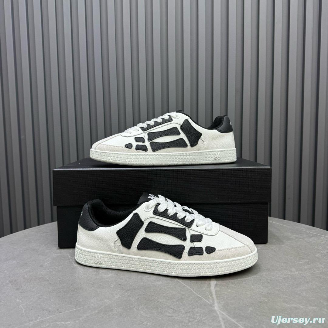 2024 Unisex Amiri White Black Leather Sneakers MJ00300