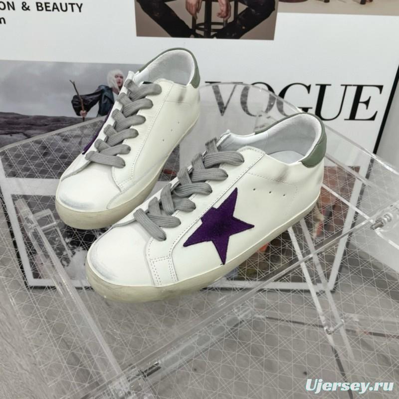 2025 Women GGDB White Purple Leather Sneakers