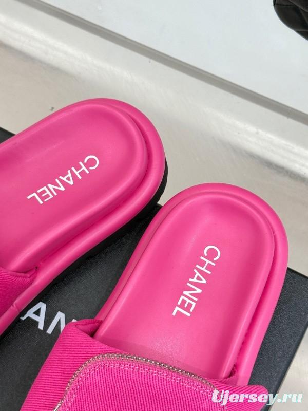 2025 Slippers Chanel Pink Fabric Slippers