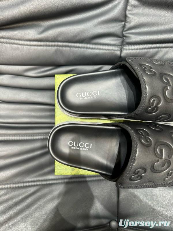 2024 GUCCI Black Leather Slippers MJ00200