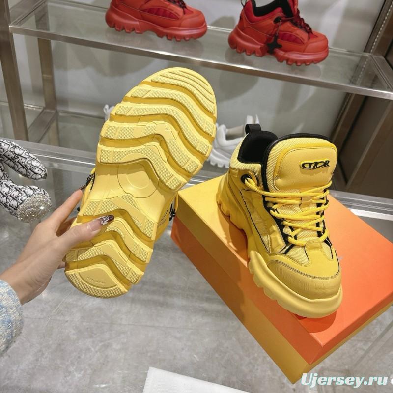 2024 Unisex Dior Yellow Leather Sneakers MJ00380