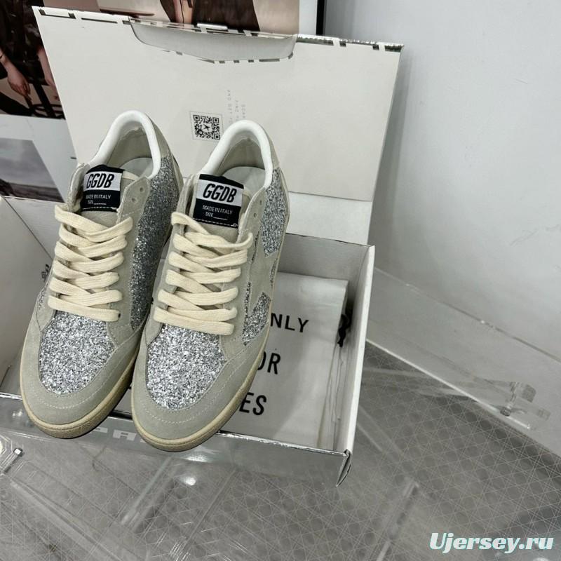 2024 Unisex GGDB Silver Grey Suede Glitter Low Top Sneakers MJ00260