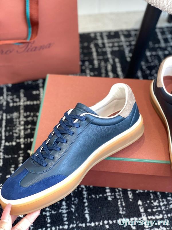 2024 Unisex Le Parmentier Blue Navy Leather Suede Plimsolls MJ00320