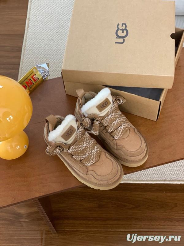 2024 Kids UGG Beige Suede Sheepskin Sneaker