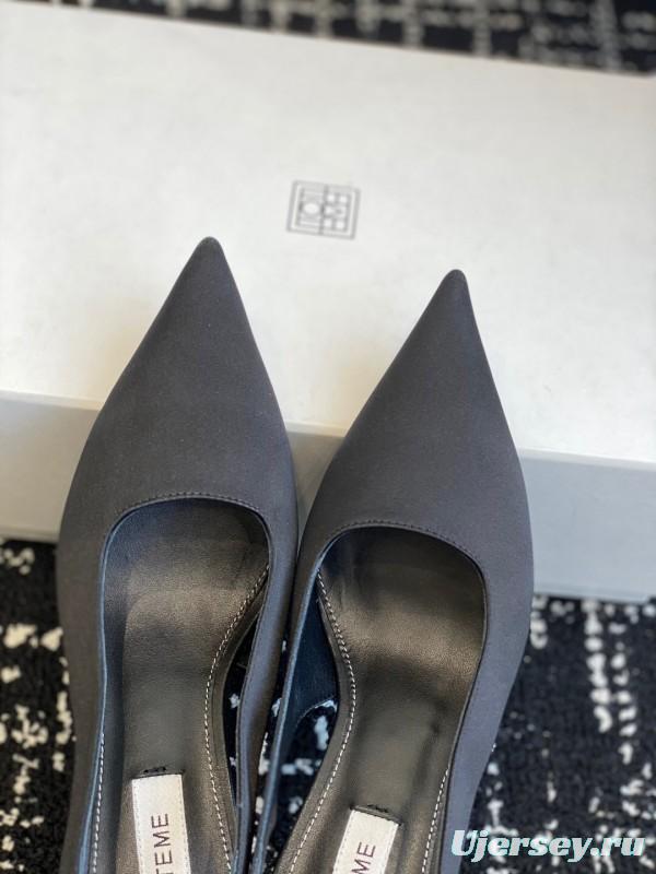 2025 Women Toteme Black Fabric Slingback Pointed Toe Heels
