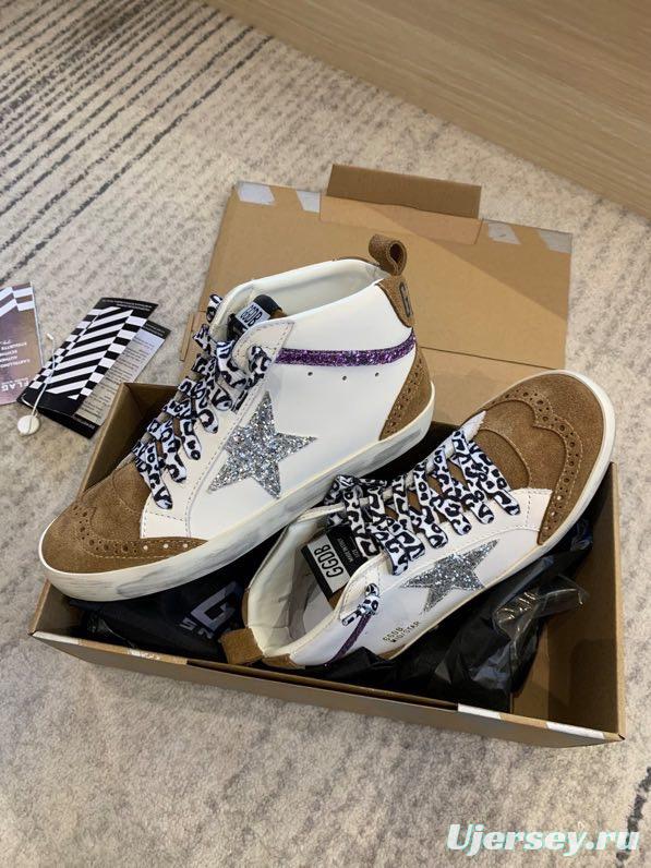 2024 Unisex GGDB White Brown Suede Leather High Top Sneakers MJ00300