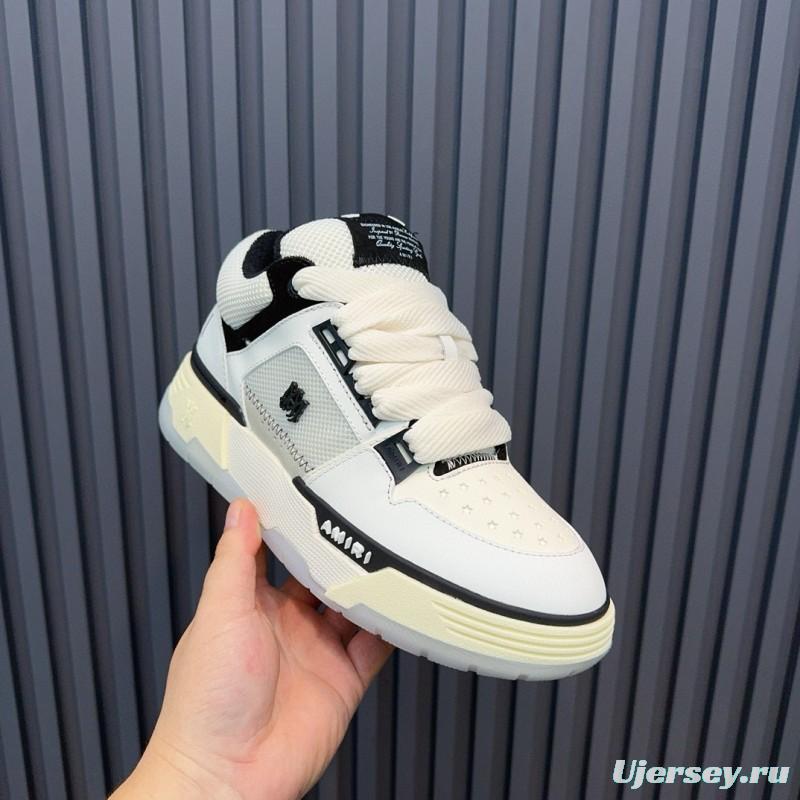 2024 Unisex Amiri White Black Leather Sneakers MJ00360