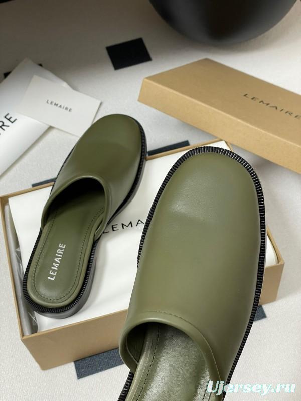2025 Slippers Lemaire Green Leather Slippers KFY00310