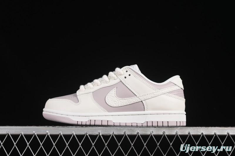 Nike SB Dunk Low White Light Purple Embossed Low-Top Casual Skate Shoes IH0639-011