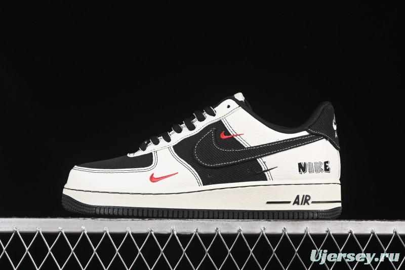 Nike Air Force 1'07 Low Black White Triple Swoosh Casual Sneakers - SC9207-537