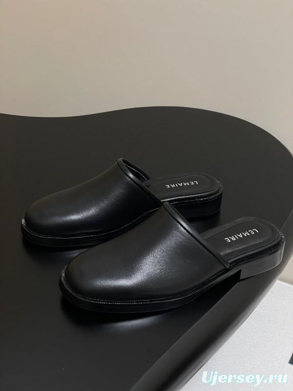 2025 Slippers Lemaire Black Leather Slippers KFY00310