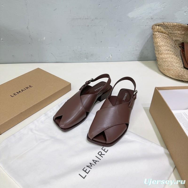 2025 Women Lemaire Brown Leather Sandals KFY00310