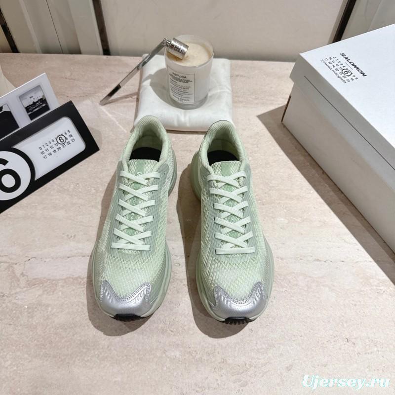 2025 Women MM6 Light Green Silver Mesh Sneakers