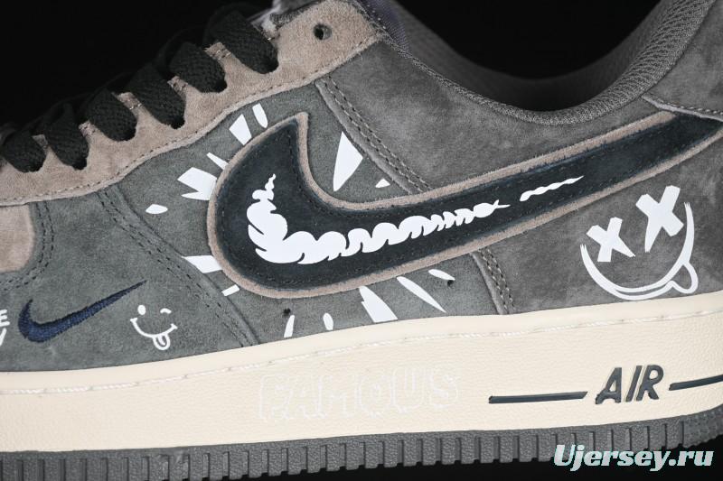 Nike Air Force 1'07 Low Grey Faced Prince Casual Sneakers - YD2452-808