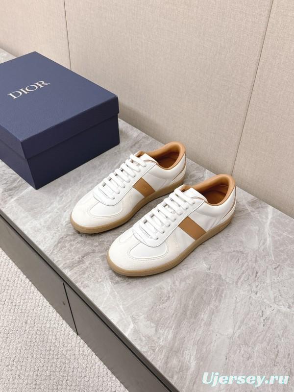 2025 Unisex Dior White Amber Leather Sneakers KFY00300