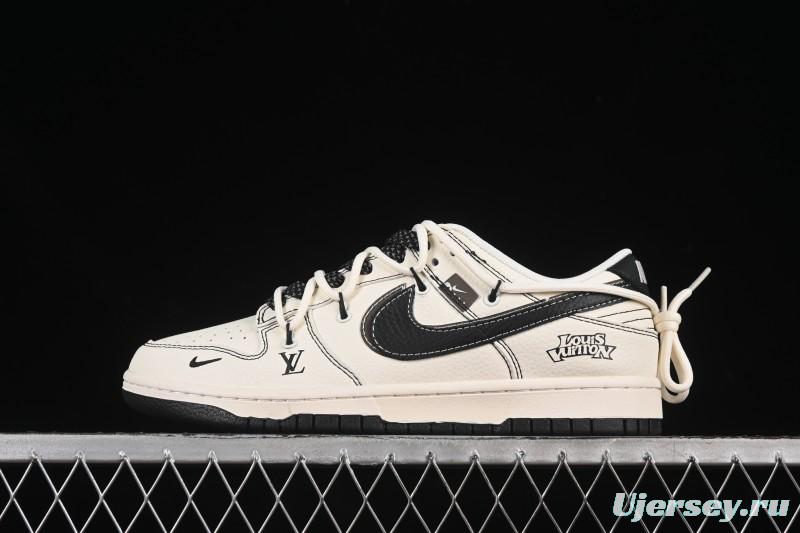 Nike SB Dunk Low LV Collaboration Strap Black Swoosh Anniversary High-End Custom Low-Top Casual Skate Shoes DM6868-076