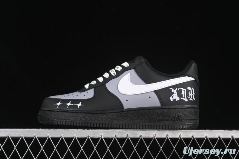 Nike Air Force 1 '07 Low Black Silver Court Low-Top Casual Sneakers - ZH0316-085