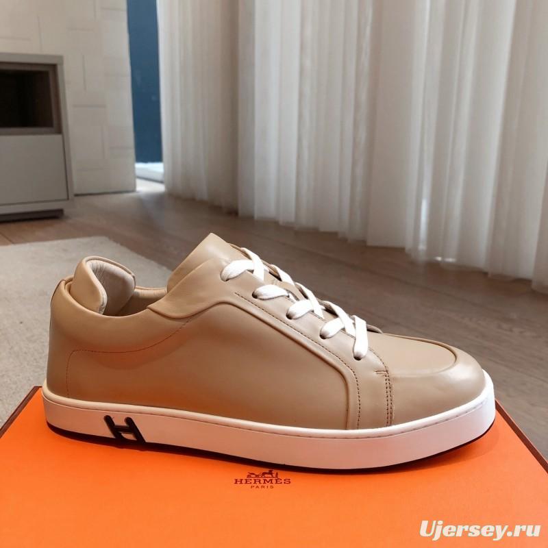 2025 Unisex H Beige Leather Sneakers AS00380
