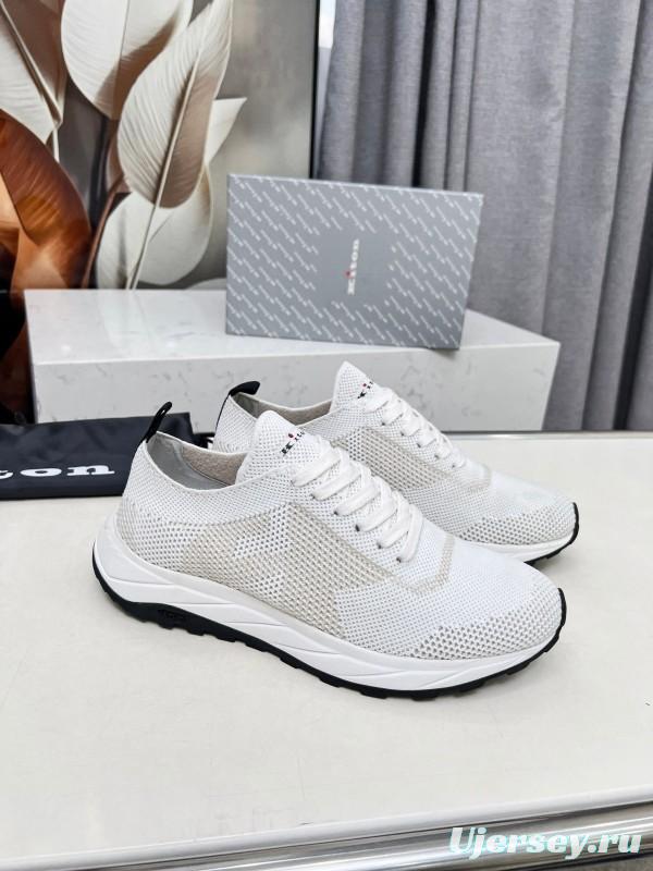 2025 Men Kiton White Beige Knit Sneakers Original MD Rubber Sole AS00320
