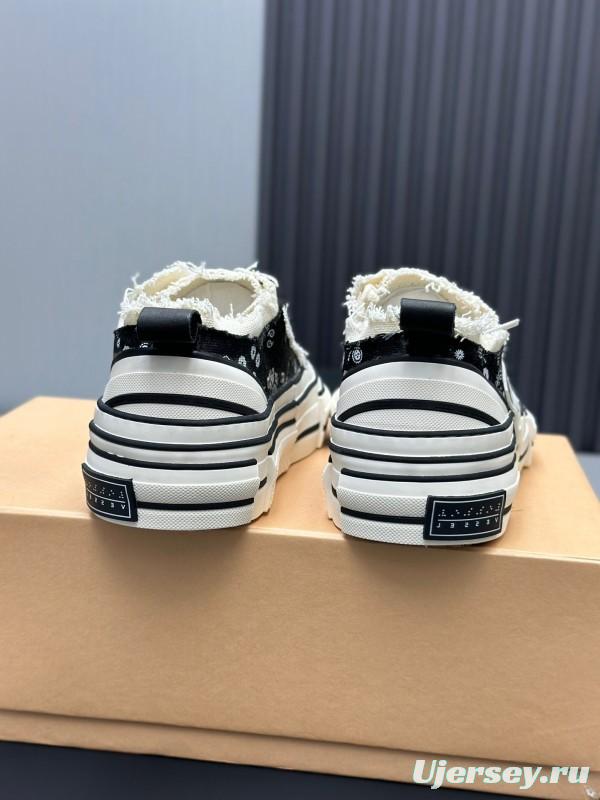 2025 Unisex XVESSEL Black White Canvas Plimsolls Distressed AS00240