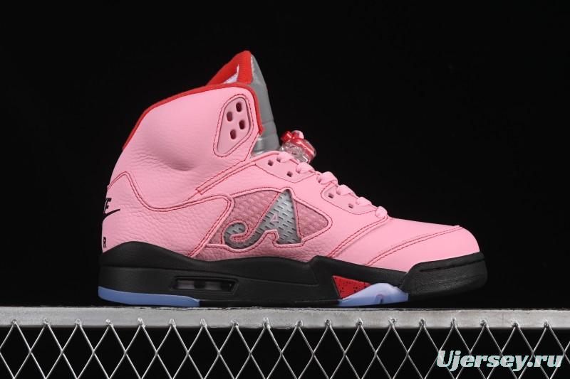 Awake NY Air Jordan 5 Retro Sneakers with Arctic Pink Colorway and Awake NY Logo Mesh - DV4982-600