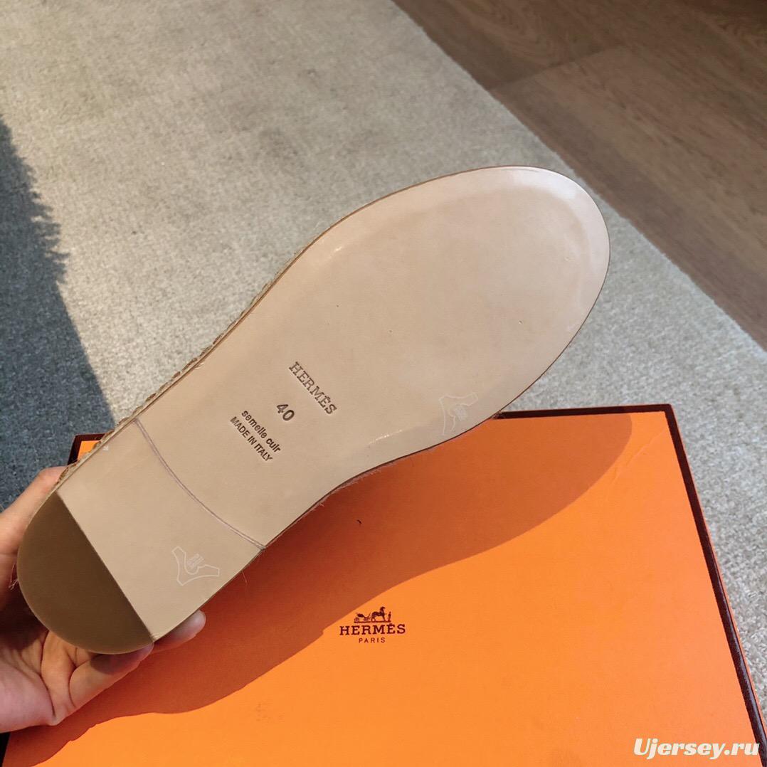 2025 Unisex Hermès Brown Leather Loafers AS00380