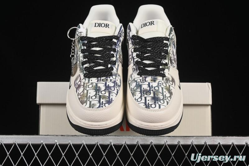 Nike Air Force 1 '07 Low Dior Collaboration Gray Floral Low-Top Casual Sneakers - DF0188-064