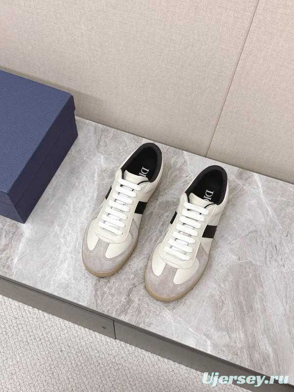 2025 Unisex Dior Black White Grey Leather Suede Sneakers Matchpoint B01 KFY00300