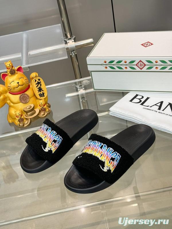 2025 Men CASA BLANCA Black Embroidery Slippers Original Embroidery KFY00160