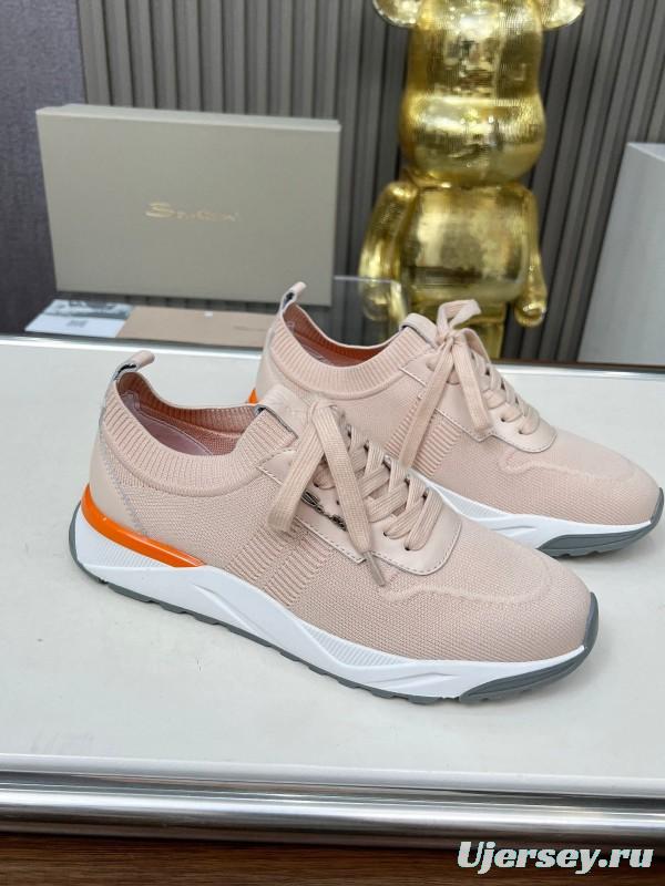 2025 Unisex Santoni Beige Wool Blend Knit Sneakers AS00320