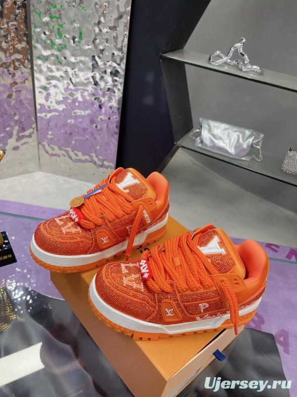 2025 Unisex Louis Vuitton Orange Crystal Plimsolls Bing Bing AS00420