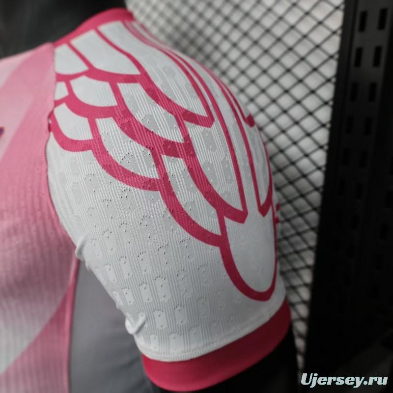 Player Version 25/26 FC Barcelona Pink White with Diagonal Stripe Pattern Jersey