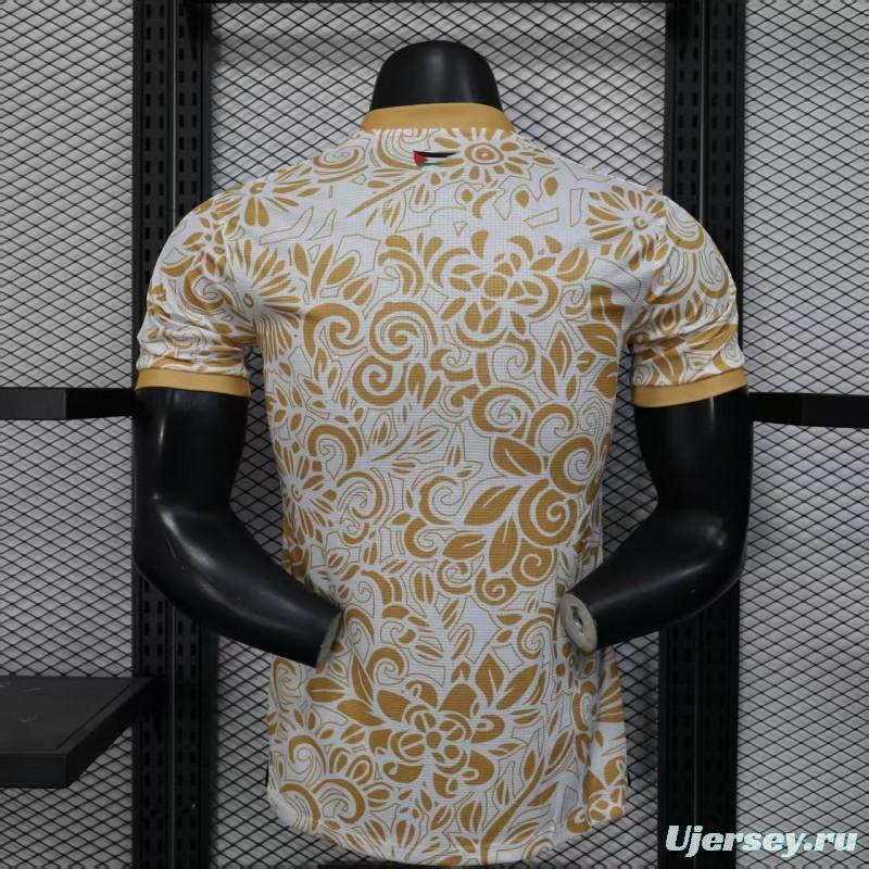 Player Version 25/26 FC Palestine White with Golden Floral Pattern Jersey