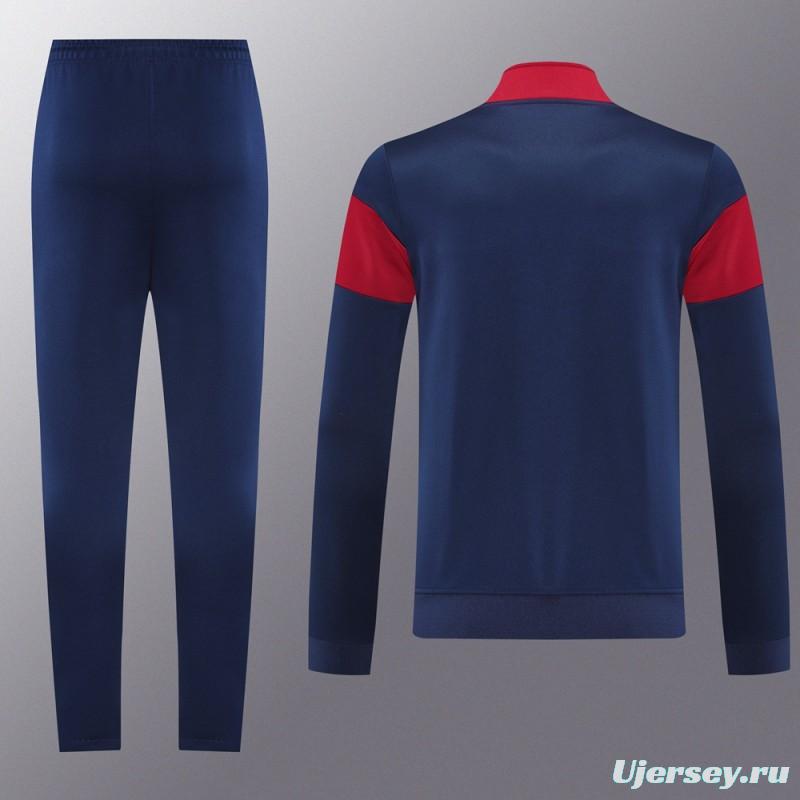 2025 Nike Red/Navy Full Hoodie Zipper Jacket +Long Pants