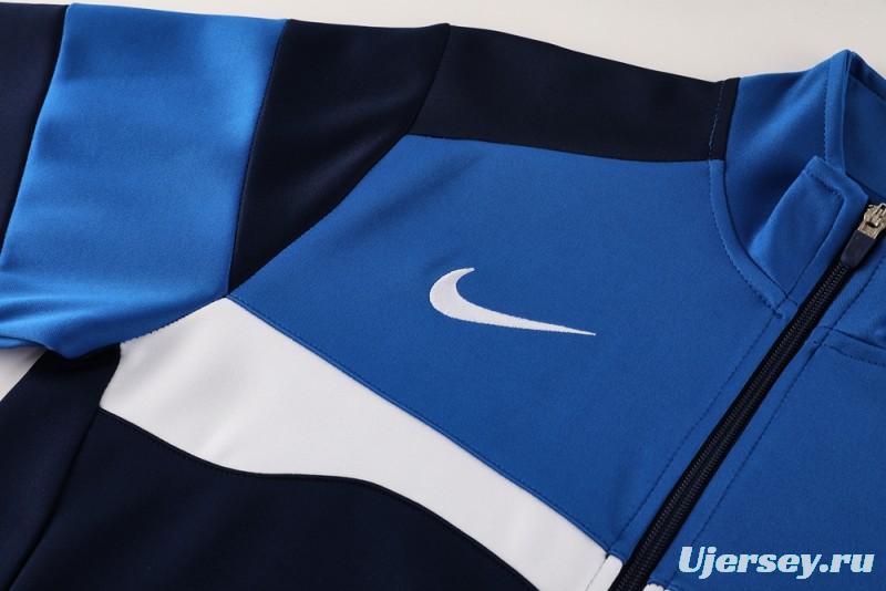 2025 Nike Blue/Navy Full Hoodie Zipper Jacket +Long Pants