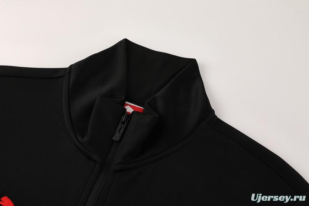 25/26 AC Milan Black/Red Full Zipper Jacket +Long Pants
