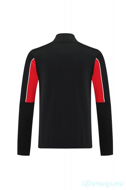 25/26 AC Milan Black/Red Full Zipper Jacket +Long Pants