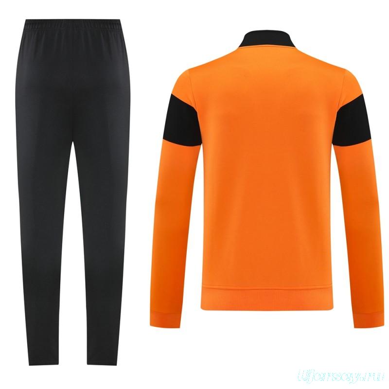 2025 Nike Orange/Black Full Hoodie Zipper Jacket +Long Pants