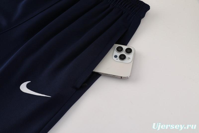 2025 Nike White/Navy Full Hoodie Zipper Jacket +Long Pants