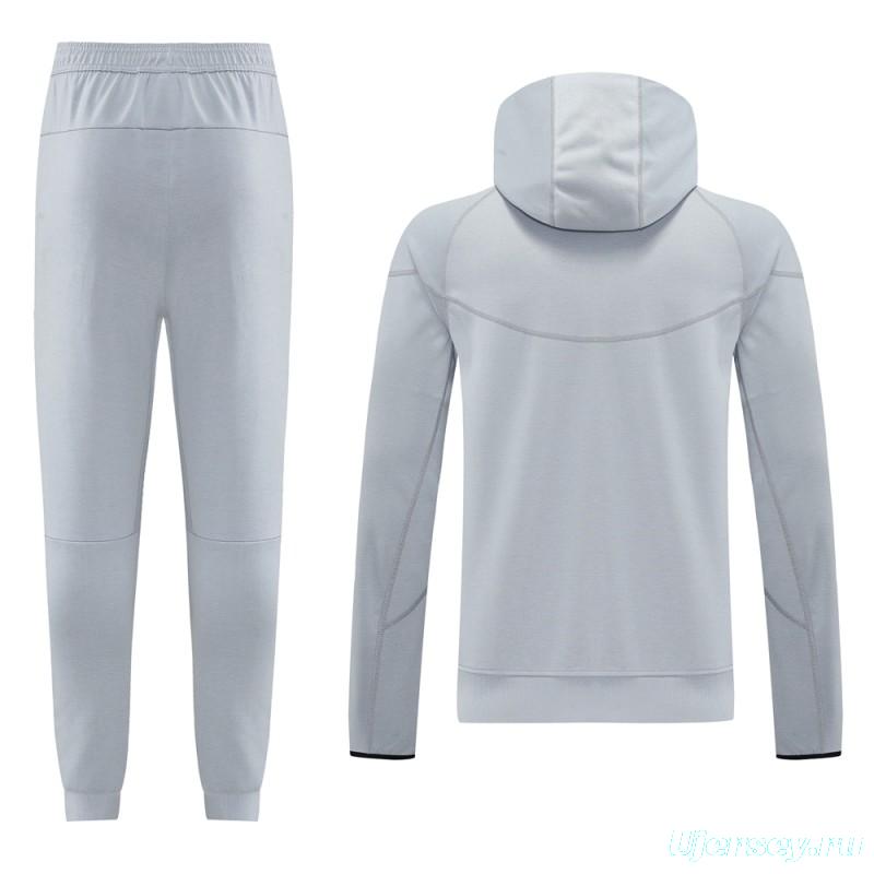 25/26 Barcelona Grey Full Zipper Hoodie Jacket +Long Pants